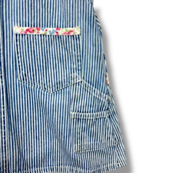 Vtg 80s OSH KOSH BGosh Jumper Overalls Dress Cotton Striped Floral Piping 18 mo - Picture 10 of 16